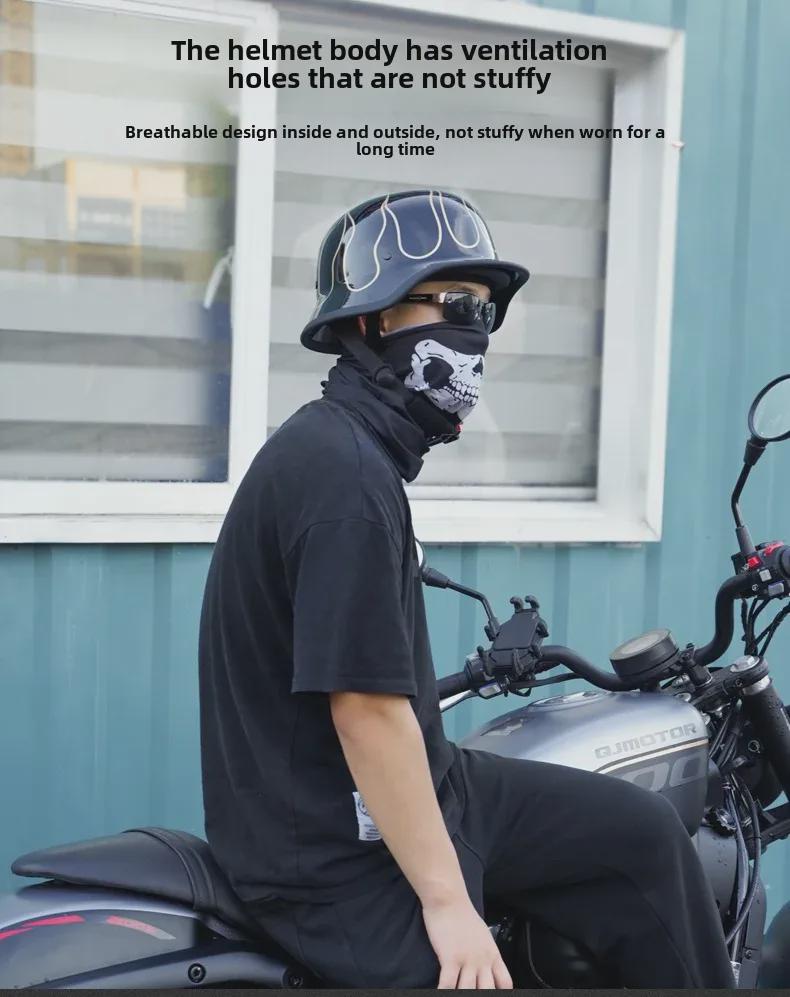 Retro Cross-Border Motorcycle Helmet: Lightweight, Summer Half-Helmet for Men & Women.