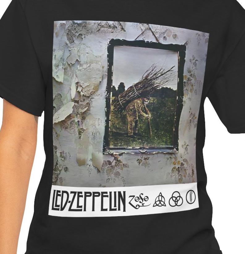 Led Zeppelin IV Album (1971) T-Shirt  Jimmy Page Stairway To Heaven Rock Band