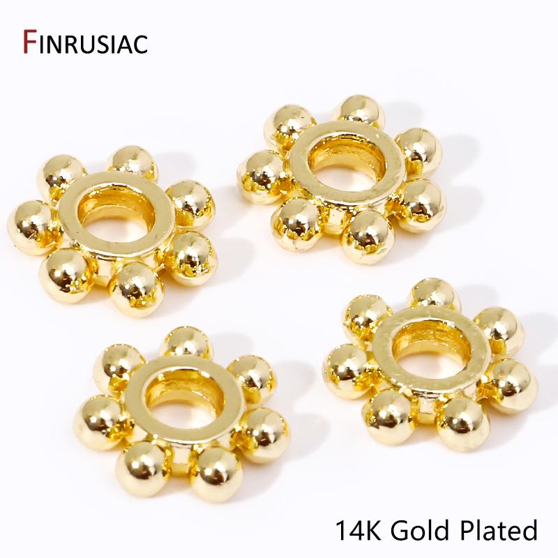 

4/5/6/8mm 18K Gold Plated Brass Snowflake Spacer Beads,Separator For Beads,Flat Beads For DIY Necklace Bracelet Making Supplies 4mm-20 pieces