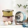 ZISIZ Stainless Steel Round Single-Layer Lunch Box Set