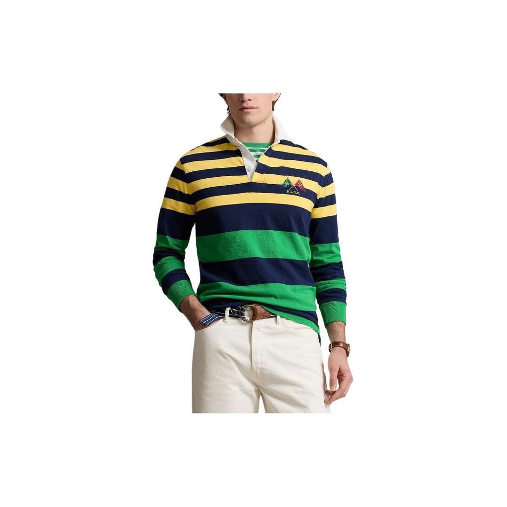 Polo Ralph Lauren Color Block Striped Logo Embroidered Long Sleeve Polo Shirt Men Tops Multicolor MNPOKNI16823426-700