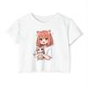 Anime Girl Cat Crop Top Kawaii Neko Pink Hair Cute Chibi Shirt