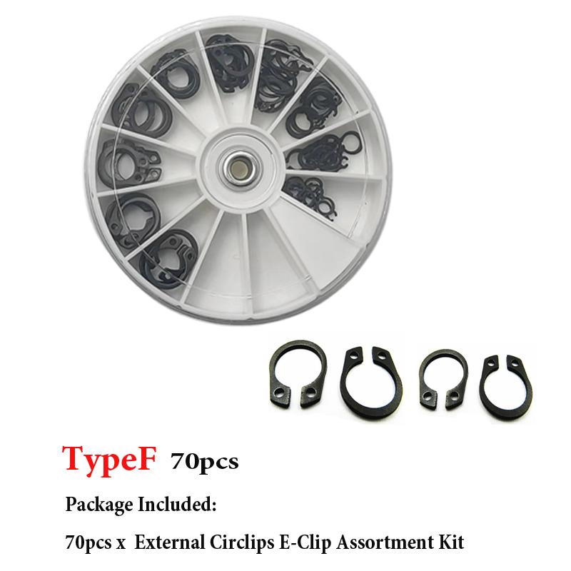 70–600 Stück 3–19 mm Sicherungsring-Sortiment-Set, schwarzer Sicherungsring-Satz und 304 Edelstahl-Kohlenstoffstahl