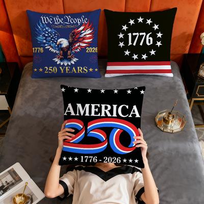 USA Th Anniversary America Eagle Soft Pillowcase for Sofa Living Room Home Decor Protective Covers Party Hogar Pillow Cover