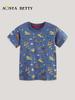 Summer Kids' Short-Sleeve T-Shirt with Construction Vehicle Print - European/American Style