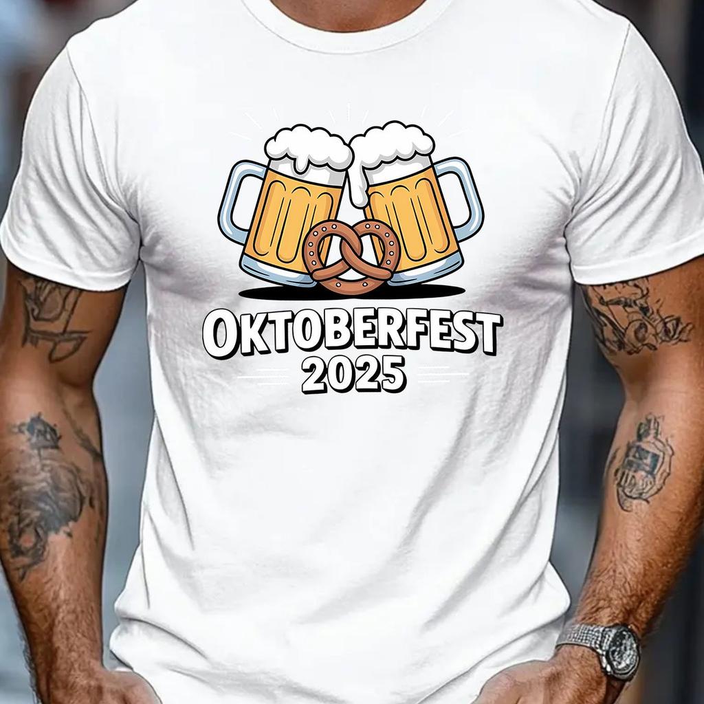 Pánské tričko Oktoberfest Mnichovský pivní festival Tričko s grafikou půllitru Černé Retro Bavorské Tričko Top pro německé párty outfity