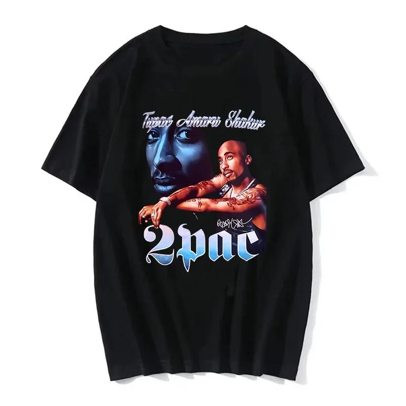 Rapper Tupac Top Streetwear Hip Hop Streetwear Short Sleeve Graphic Print T Shirt Men Women Harajuku Y2K Fashion Loose Oversized Summer New Tee