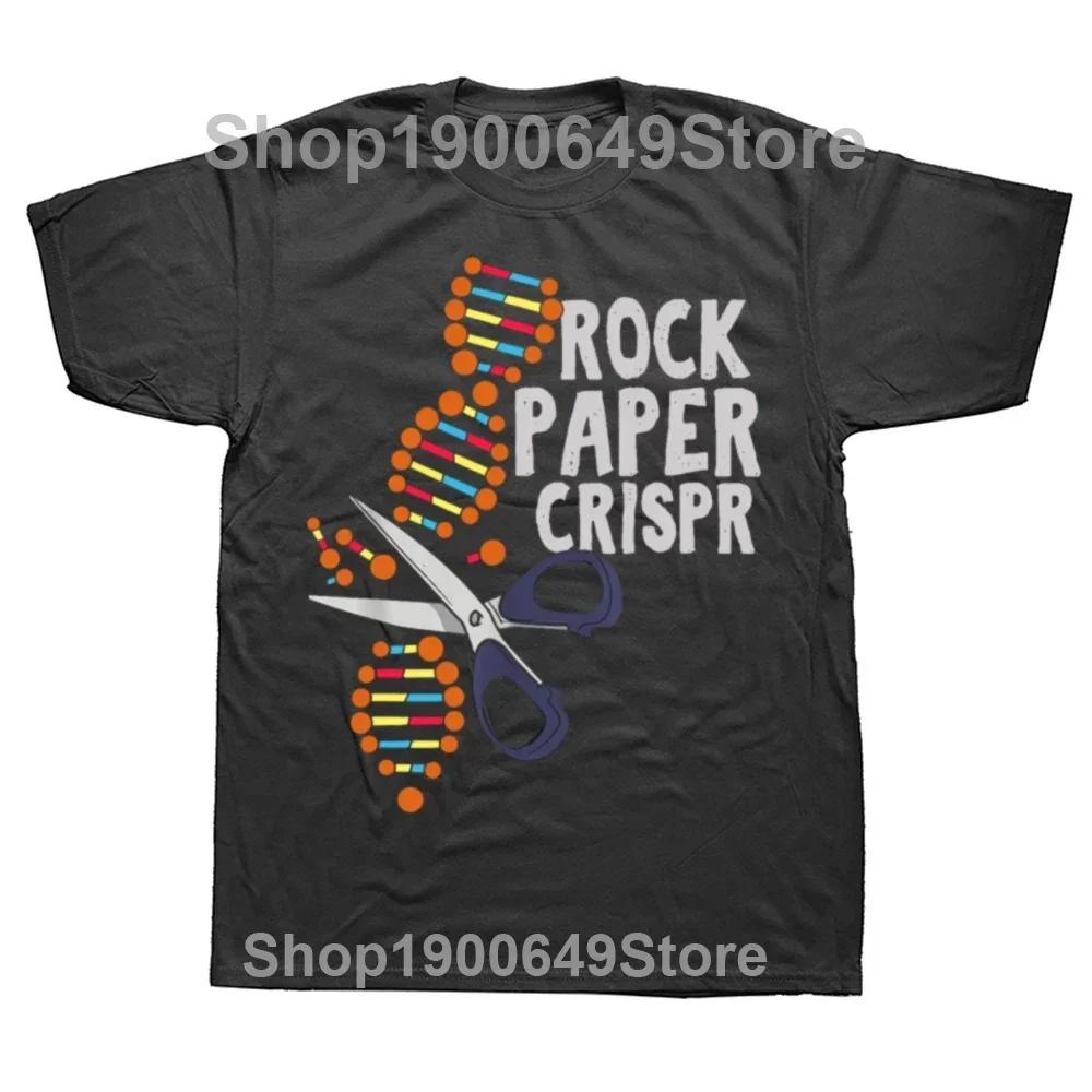 Vintage Rock Paper Crispr DNA Biologist Genetic Engineering Science Graphic Tshirt Men Women Hip Hop Oversized T Shirt