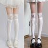 Lolita Lace Knee Socks White Women'S Ribbon Bow Medium Stockings Jk Autumn Thin Calf Socks