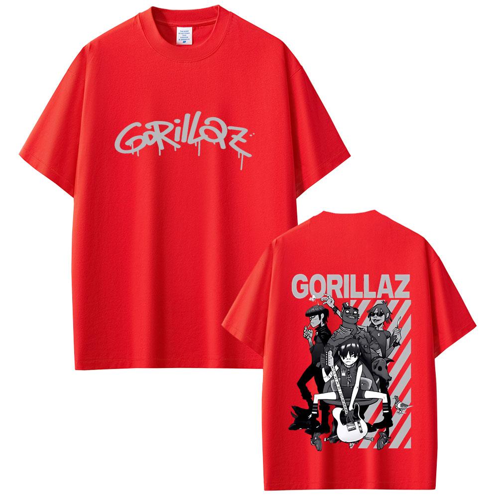 Limited Rock Band Gorillaz Print Tshirt Men Women Hip Hop Gothic Oversized Streetwear Mens Casual Vintage Short Sleeve Tshirt