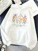 Consider Wildflower Grow Print Hoody Women Autumn Winter Hoody Pocket Y2K Pullover Jogging Casual Graphic Print Loose Streetwear