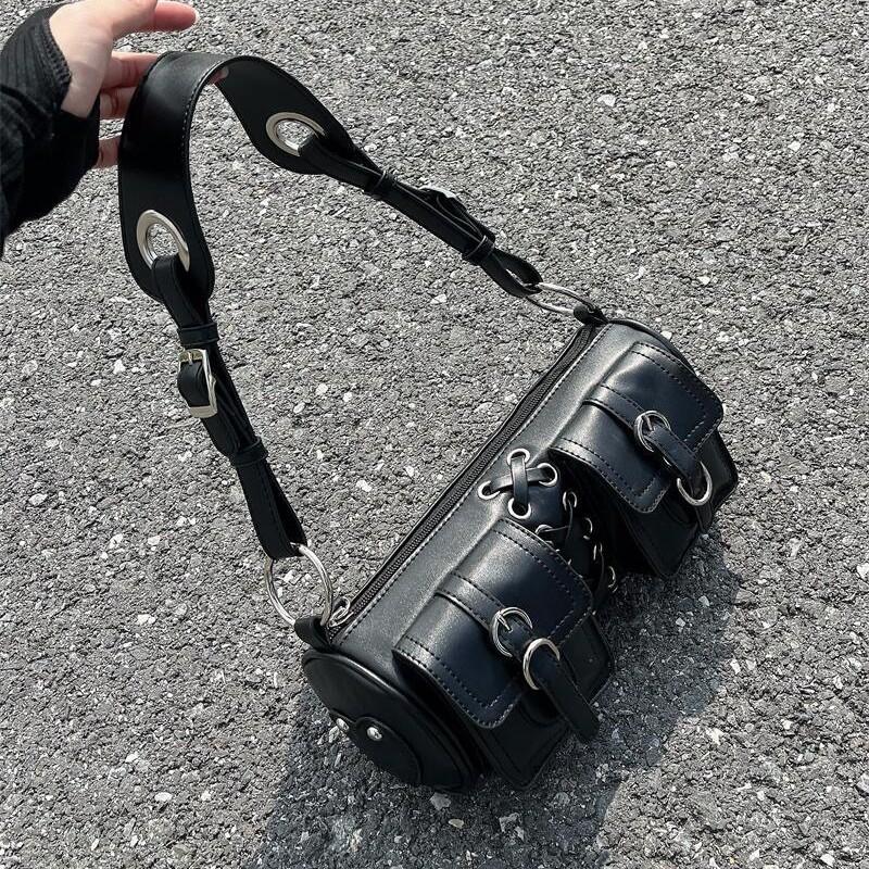 New Retro Spice Girls Underarm Bag Commuter Premium Textured Crossbody Baguette Bag Straps Shoulder Cylinder Bag Fashion