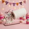 Kreativer Küchenarbeitsplatten-Ständer Halloween Schwarze Katze/Geist Rollenpapierhalter, Vertikaler Holz-Handtuchständer, Funktionale Feiertagshaus-Akzente