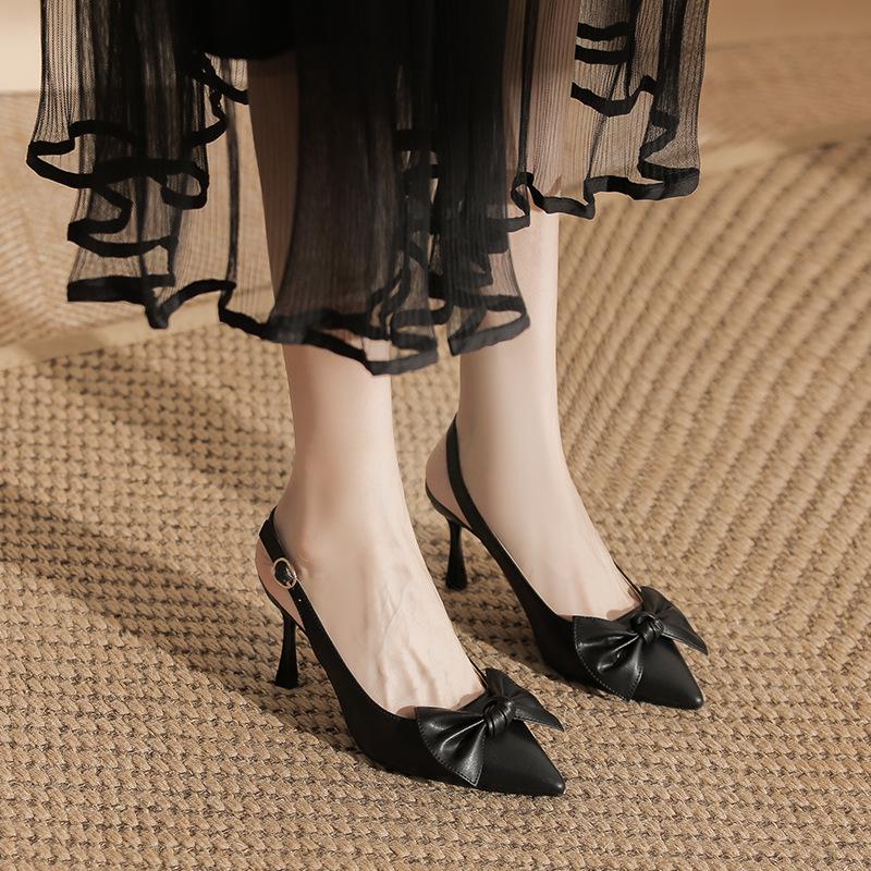 Damen Stiletto Spitzschuh Rückenfrei High Heels - Weiches Mikrofaserleder