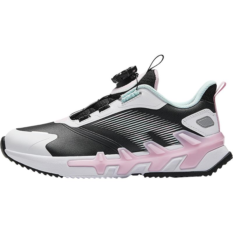 Anta Kids Synthetic Leather Fabric Trendy Lightweight Shock Absorbing Low Top Running Shoes Kids Sneaker Black White A22435532N-3