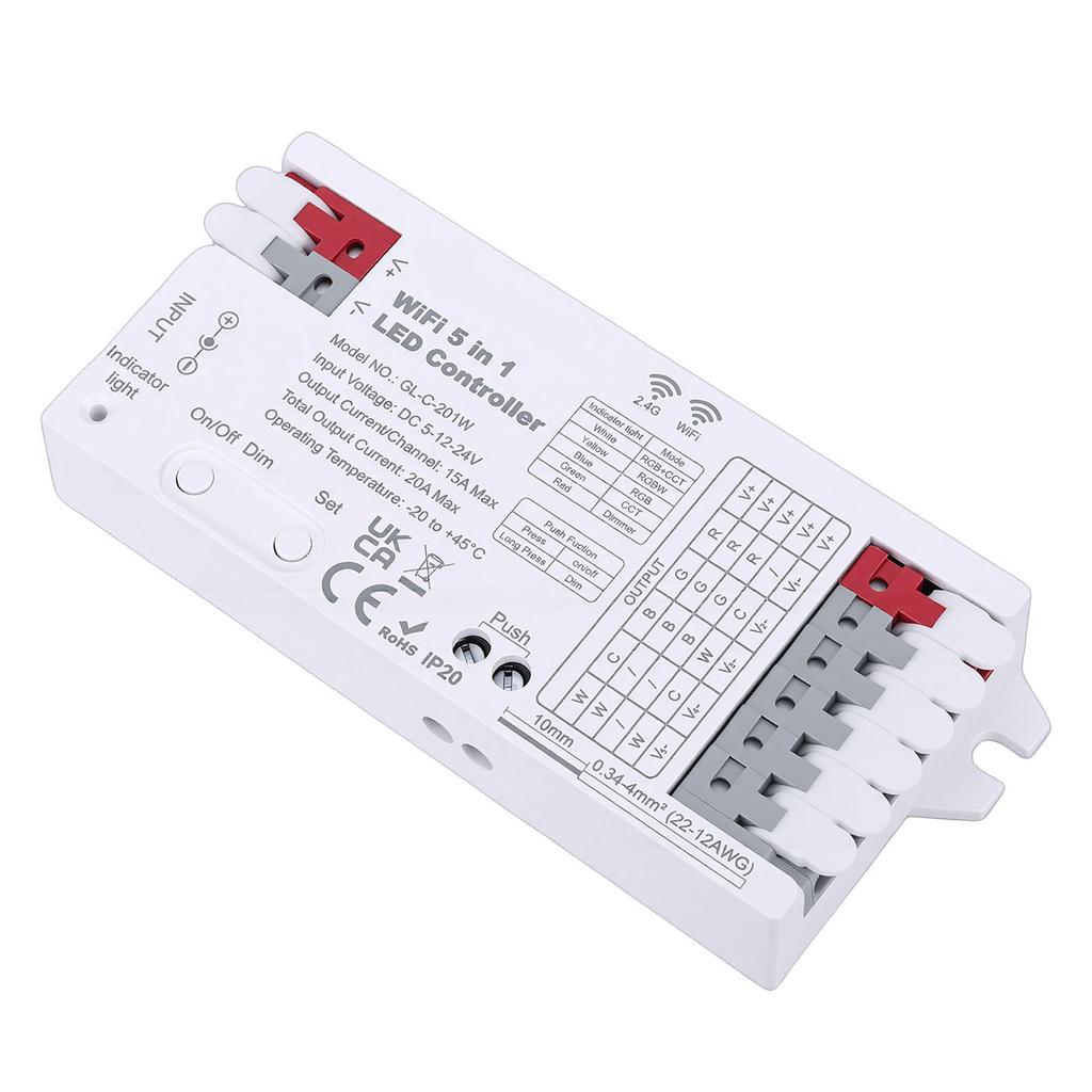 LED-Lichtcontroller Unterstützung für Tuya Smart APP WiFi Bluetooth 2.4G 5 in 1 Streifenlicht-Controller RGBCCT RGBW RGB WWCW