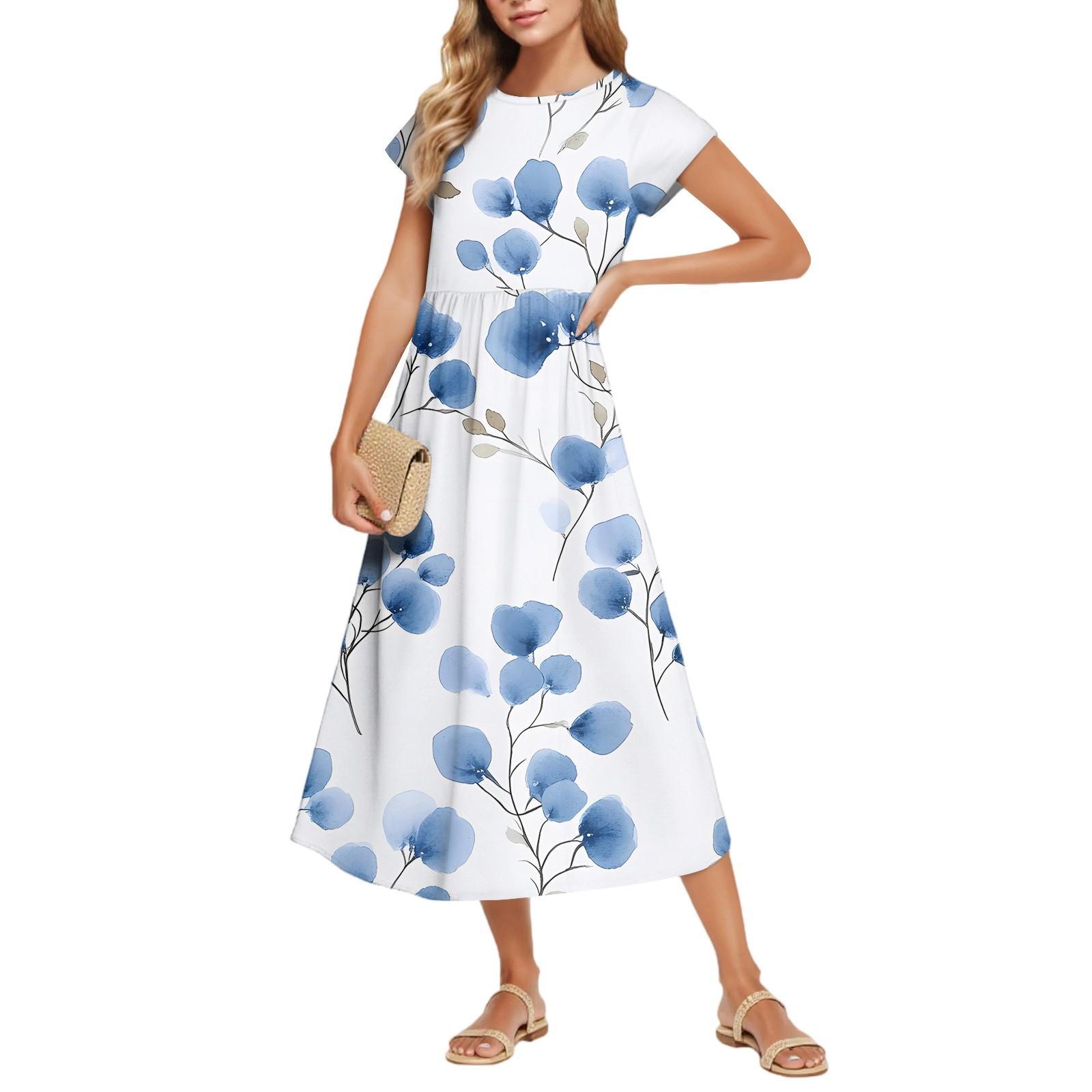 

Женские Модные Темпераментные Элегантные Платья с Цветочным Принтом и Завышенной Талией в Повседневном Стиле XL