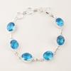 Swiss Blue Topaz Gemstone 925 Sterling Silver Jewelry Handmade Boho Bracelet 9" RB-5-11