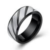8MM Simple Inner Arc Double Beveled Engraved Matte Matching Rings for Couples