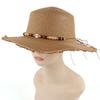 Spring and Summer Women's Sunshade Sunscreen Straw Hat Personalized Fringed Edge Flat Top Top Top Hat Outdoor Travel Beach Hat