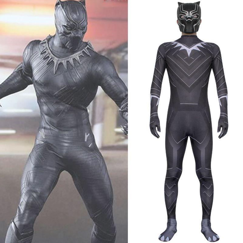 Halloween Costume 2018 Black Panther Necklace Jumpsuit Mask Fancy Dress Cosplay