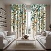 2 Stück HD digital grüne Farbe kleine frische grüne Blätter Vorhänge Heimdekorationsstil Dekoration Wohnzimmer Schlafzimmer Stangendurchzug