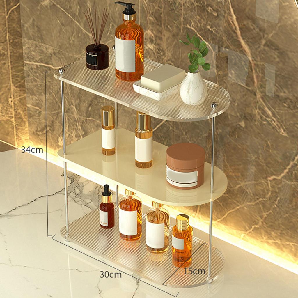 Organizer Acrylic Tray Makeup Perfume Stand Vanity Shelf Cosmetic Rack With Iron Body And