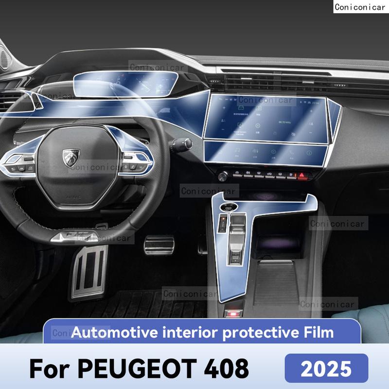 For PEUGEOT 408 2025 Car Interior Protection Anti-Scratch TPU Film trument Center Control Navigation Accessories