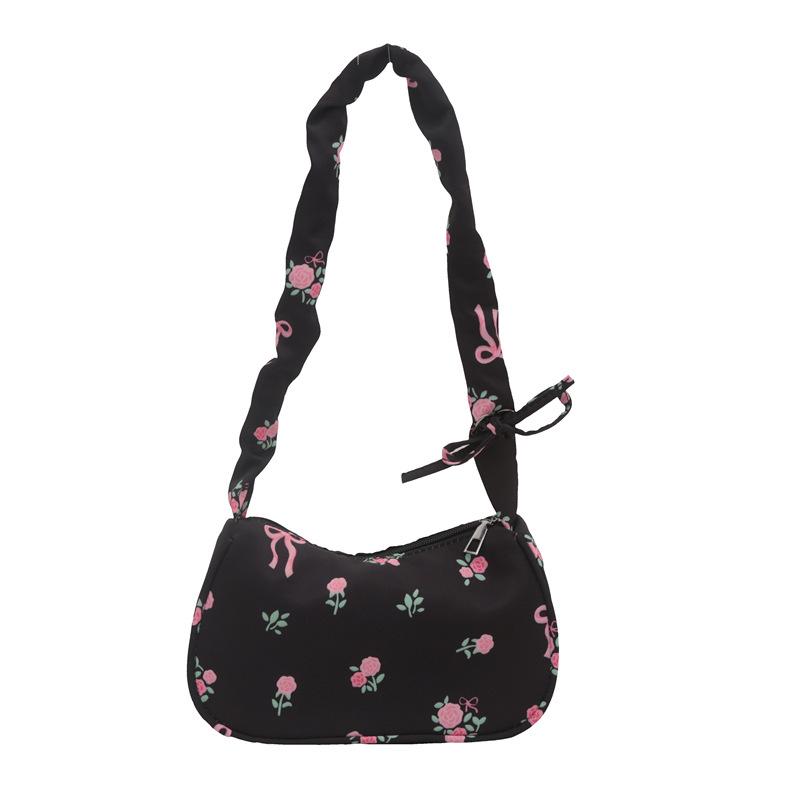 Floral Canvas Drawstring Hobo Bag with Bow