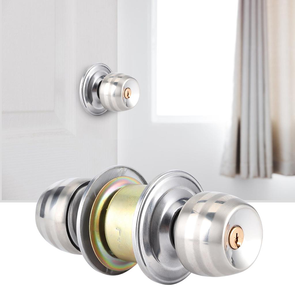 Household Stainless Steel Door Locks Short Tongue Spherical Door Lock for Bedroom Bathroom Use