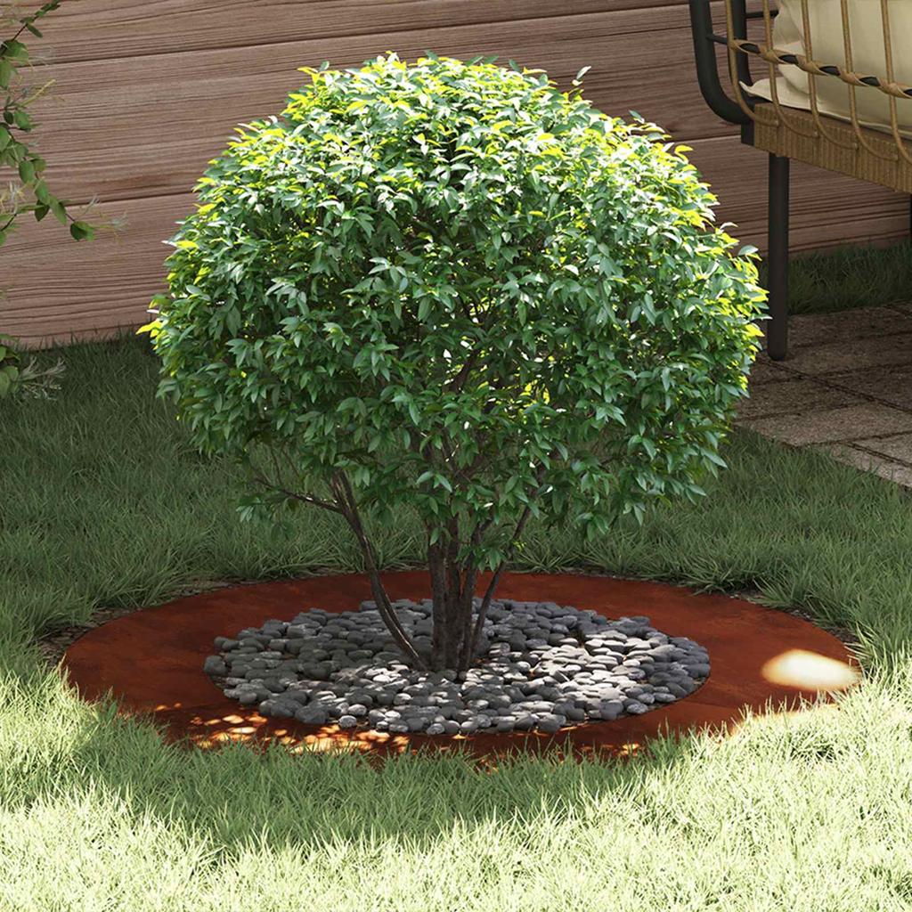 Tree Ring Suitable for Flat Trunk Brown Ø50   80 Cm Weather Resistant Steel