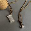 Handmade Woven Wine Pot Basket Pendant Necklace - Women's Fashion Long Sweater Chain Accessory