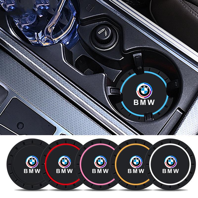 2pcs Car Water Cup Pad Car Coaster Anti-Slip Drink Holder Interior Mat For BMW 50th Anniversary E39 E46 E90 E60 F10 F11 F20 F30 WE5