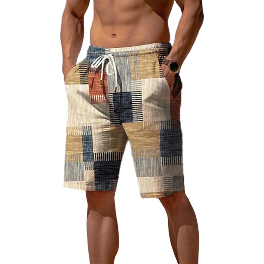 Herren Freizeit Sommer Shorts Leicht Atmungsaktiv Elastischer Bund Kordelzug Strandshorts mit Taschen für Outdoor-Aktivitäten