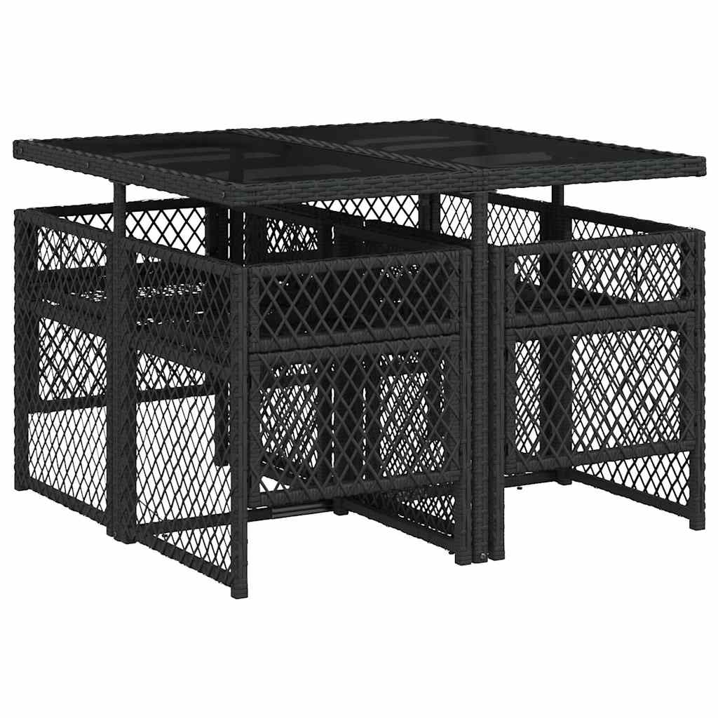 Vidaxl 5-Cz. Garden Furniture Set With Cushions, Black, Poly Rattan