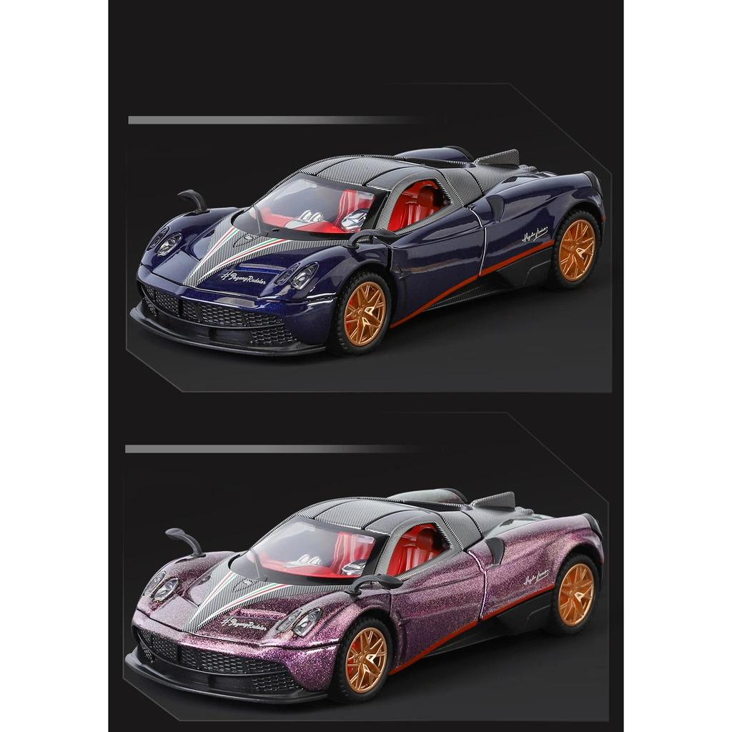 1/32 Pagani Huayra BC Supercar Alloy Muscle Car Model Sound and Light Pull Back Children's Toy Collectibles Birthday Gift