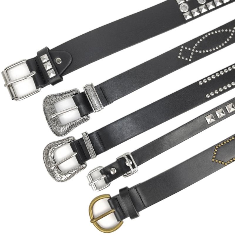 Elegant PU Belt Female Waistband Rivet Studded Wide Waist Belt for Jeans Shorts Jeans Belt Girl Pants Waistband