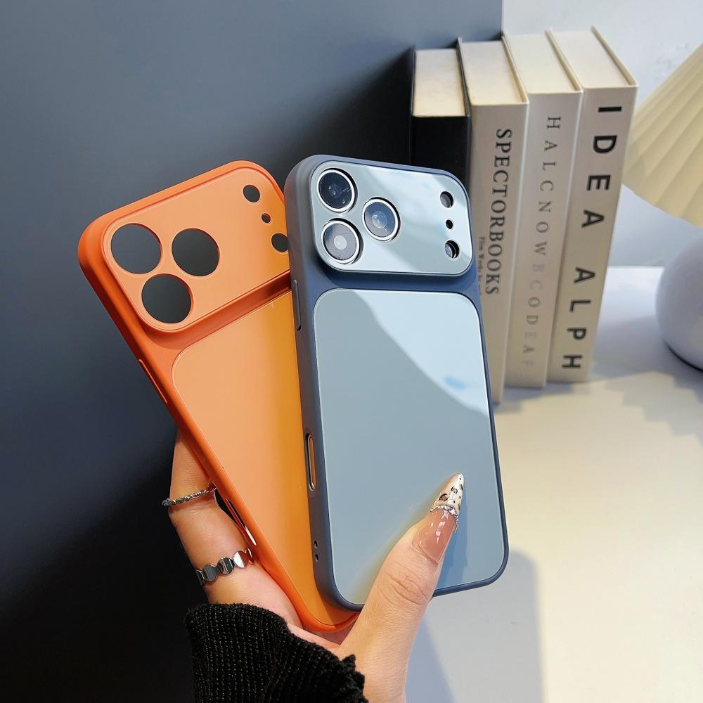 Fashion Solid Color Glossy Hard PC Back Shockproof Phone Case For iPhone 17 16 15 14 Plus 13 Pro Max Full Bumper Non-Slip Cover