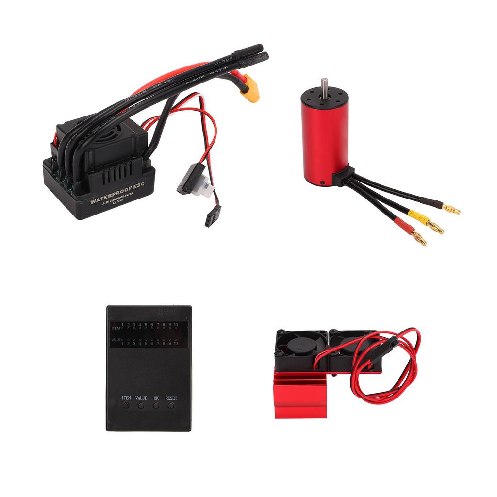 RC Brushless Motor Set S3670 2650KV Motor 120A ESC Radiator with Programming Card for Traxxas for HSP for HPI 1/8