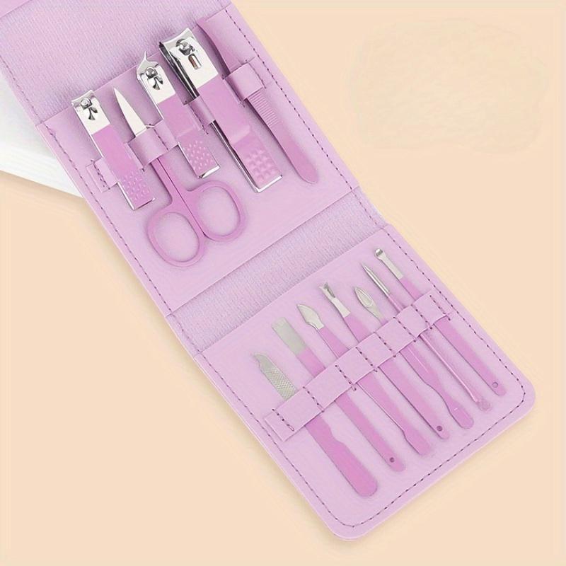 

12 шт. Набір кусачок для нігтів Зручний краса інструмент Кліпер Манікюр нігті Тример Педикюрний ніж Вухо Пілінг ніж для манікюру нігтів рожевий