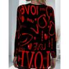 Women's Plus Size with Pocket Design Red LOVE Printed Long Sleeve T-Shirt