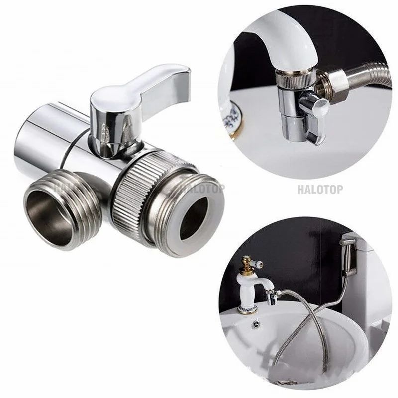 Faucet Adapter One In Two Out Zinc Alloy Diversion Valve Faucet External Three-Way Water Divider Washbasin Showerhead Accessorie