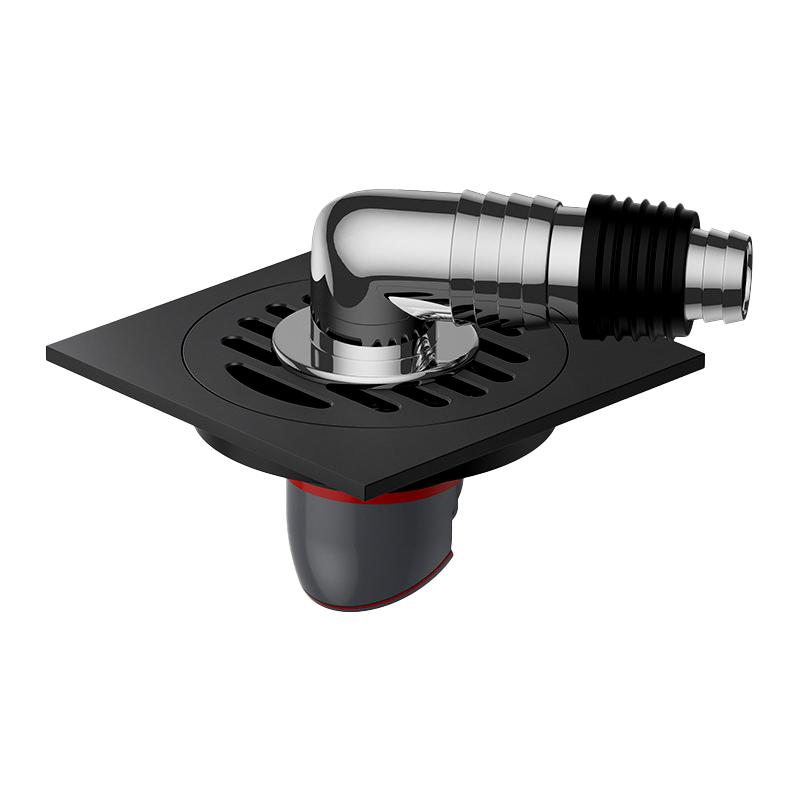 Brass Washing Machine Floor Drain with Anti Odor Drainer Bathroom 10x10 CM Square Matte Black Shower Floor Drain