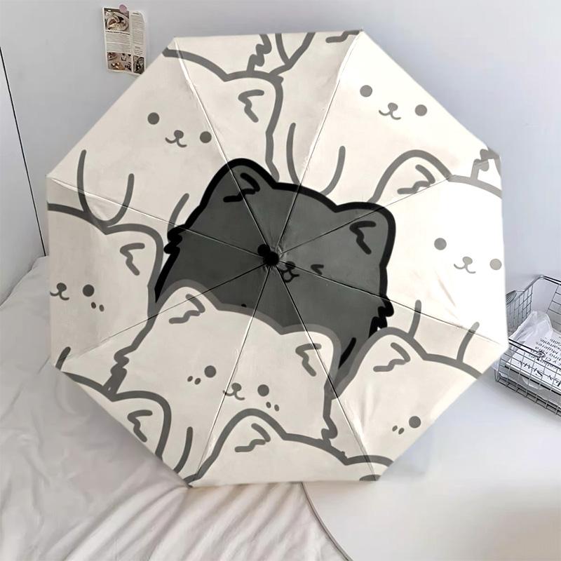 1 PC chow Automatic Folding Umbrella - Cartoon Pattern, Portable & Foldable Design with 8 Ribs, Christmas Birthday Gifts
