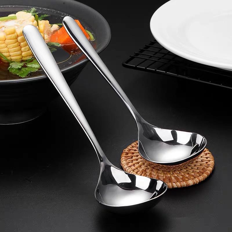 2Pcs Stainless Steel Thickened Long Handle Soup Spoon For Hot Pot Serving Porridge Kitchen Tableware Cooking Utensil