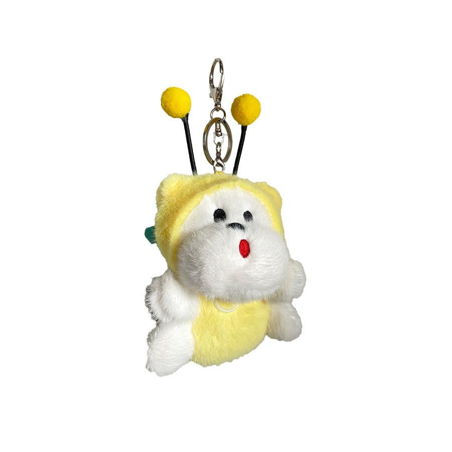Cute Bumblebee Dog Plush Keychain Soft And Cuddly Friendship Charm For Bags