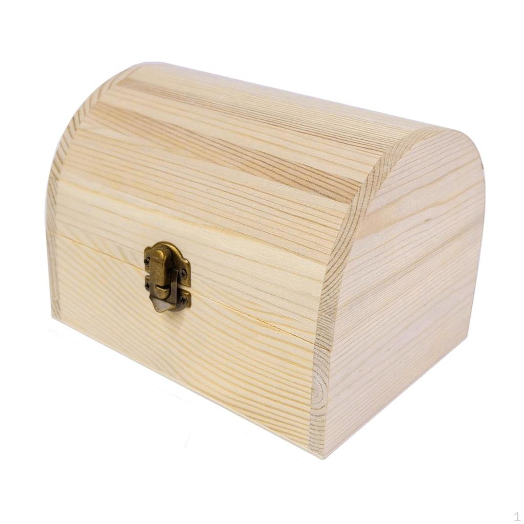 Decorative Unfinished Wooden Chest, Simple Jewelry Box, Unpainted Wood Box for Arts, Parties,