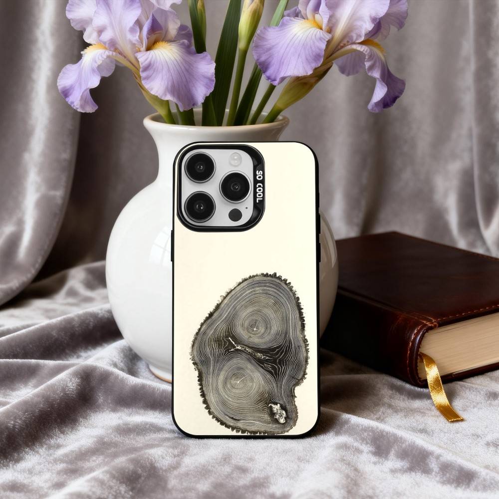 Art W-Wood G-Grain Natural Phone Case For iPhone17,16,15,14,13,12,11 Plus,Pro Max Black Candy Silver Phone Case