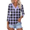 Women's Casual Fashion Sexy Comfortable V-neck Floral, Plaid Three-quarter Sleeve Top