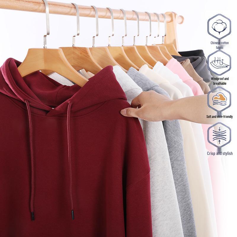 Sweatshirt unisexe en molleton de coton 320g - Léger, Coupe ample, Couleur unie, Manches longues, Col rond pour l'automne/hiver.